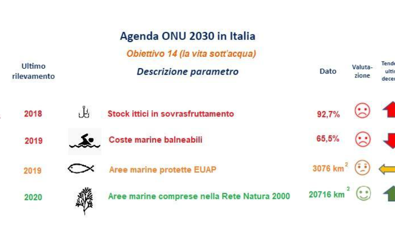 Istat, quanto siamo lontani dal traguardo – La vita sott’acqua L’Obiettivo 14 dell’Agenda 2030 dell’ONU misurato secondo quattro parametri
